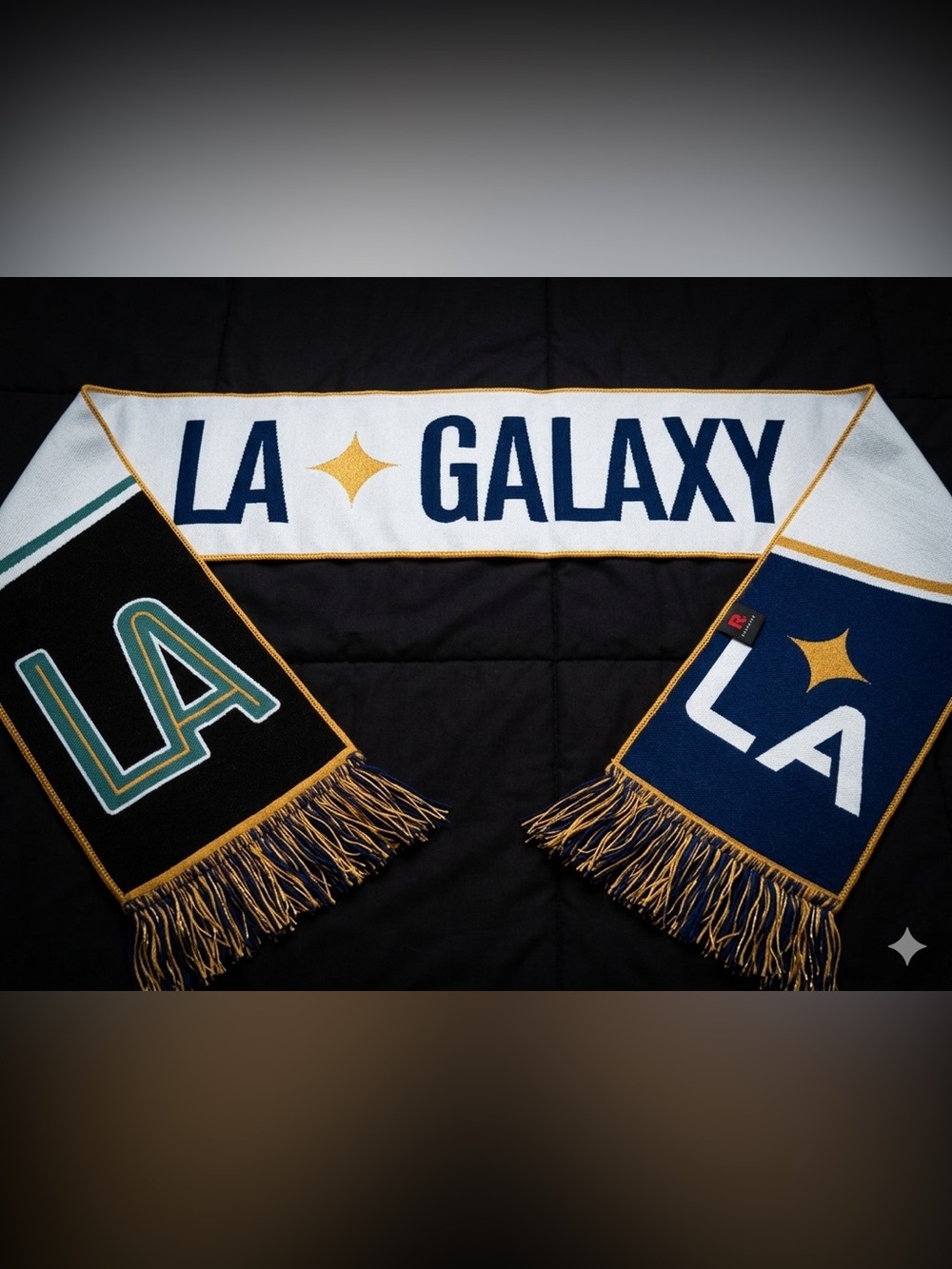 LA Galaxy Supporter Scarf flag decor Navy, White l Gold team fan soccer NWT